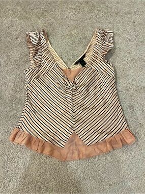 Marc Jacobs 100% Silk Striped V-Neck Sleeveless Blouse